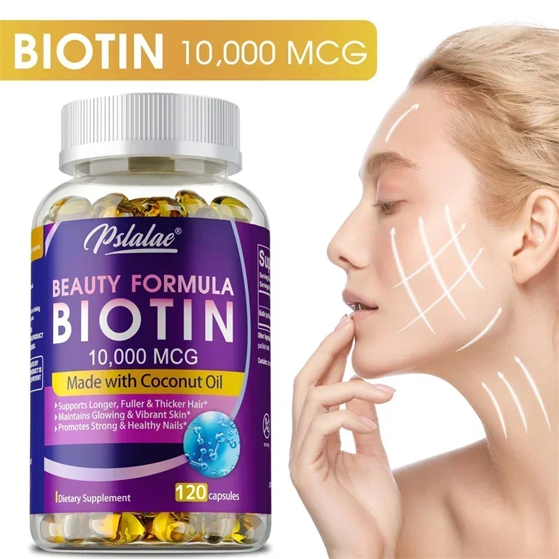 

Biotin - Hair Growth Supplement, Helps Nails and Skin, Immunity, Suitable for Men and Women - 120 Capsules