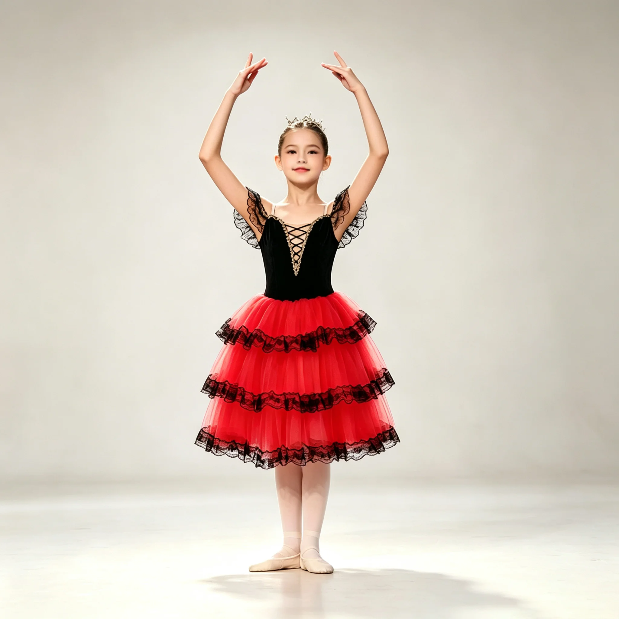 Women Professional Ballet Tutu Long Dress Girls Black Red Spain Dance Dresses Ballet Woman Leotards Lyrical Stage Dance Costumes