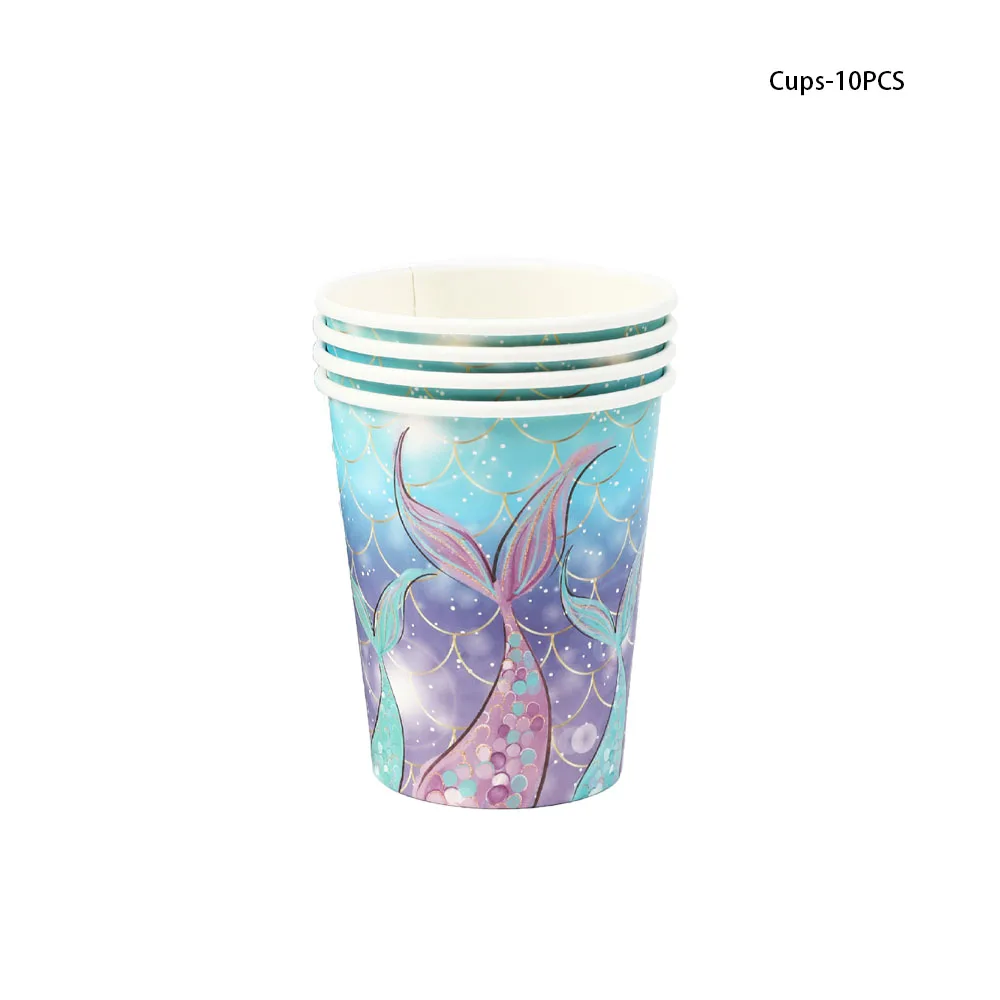 Zeemeermin Verjaardag Decoraties Meisje Wegwerp Papieren Borden Kopjes Servetten Plastic Rietjes Baby Douche Bruiloft Feestartikelen