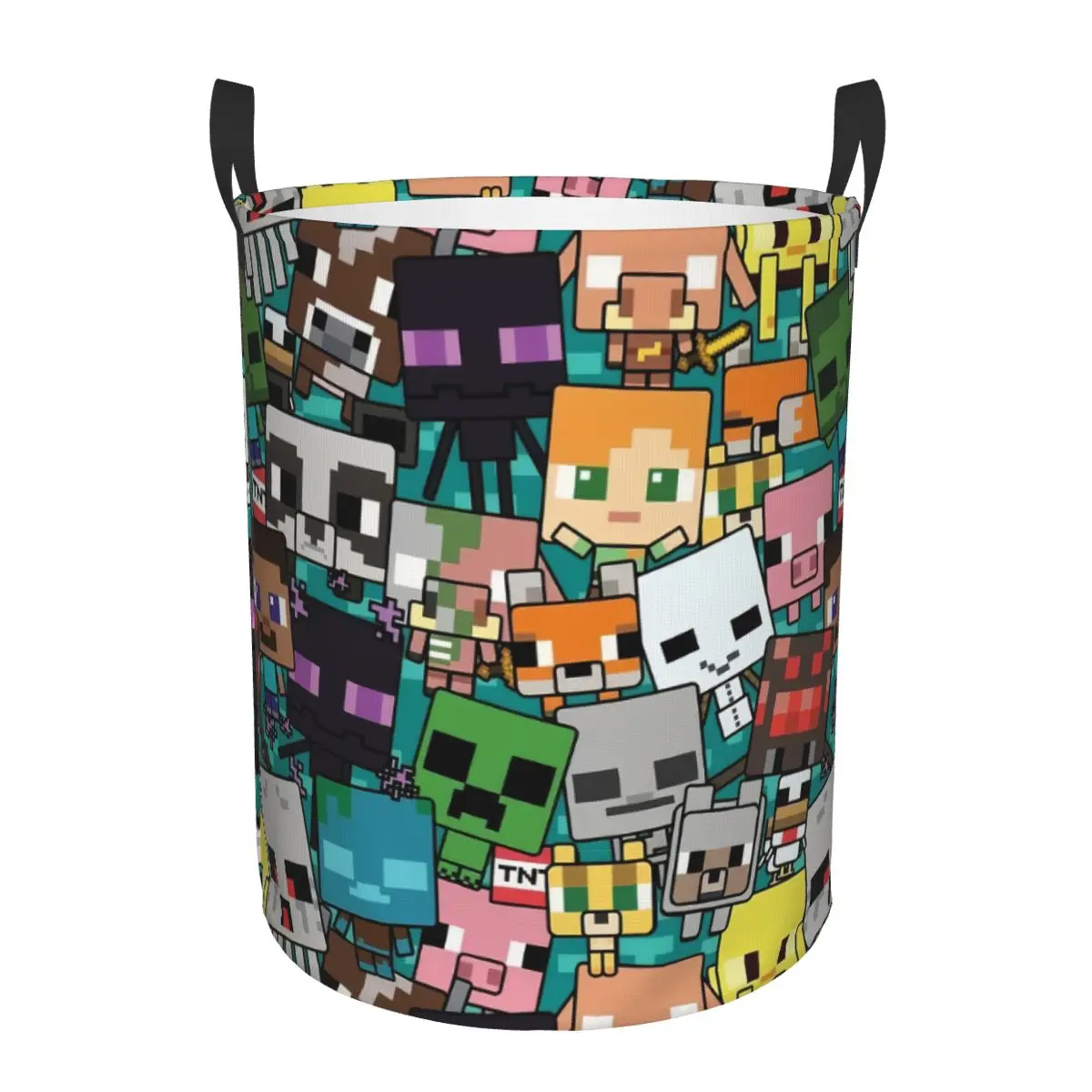 Custom Anime Game Mine C-Crafts Cartoon Laundry Basket Collapsible Baby Hamper for Nursery Toys Organizer Storage Bins