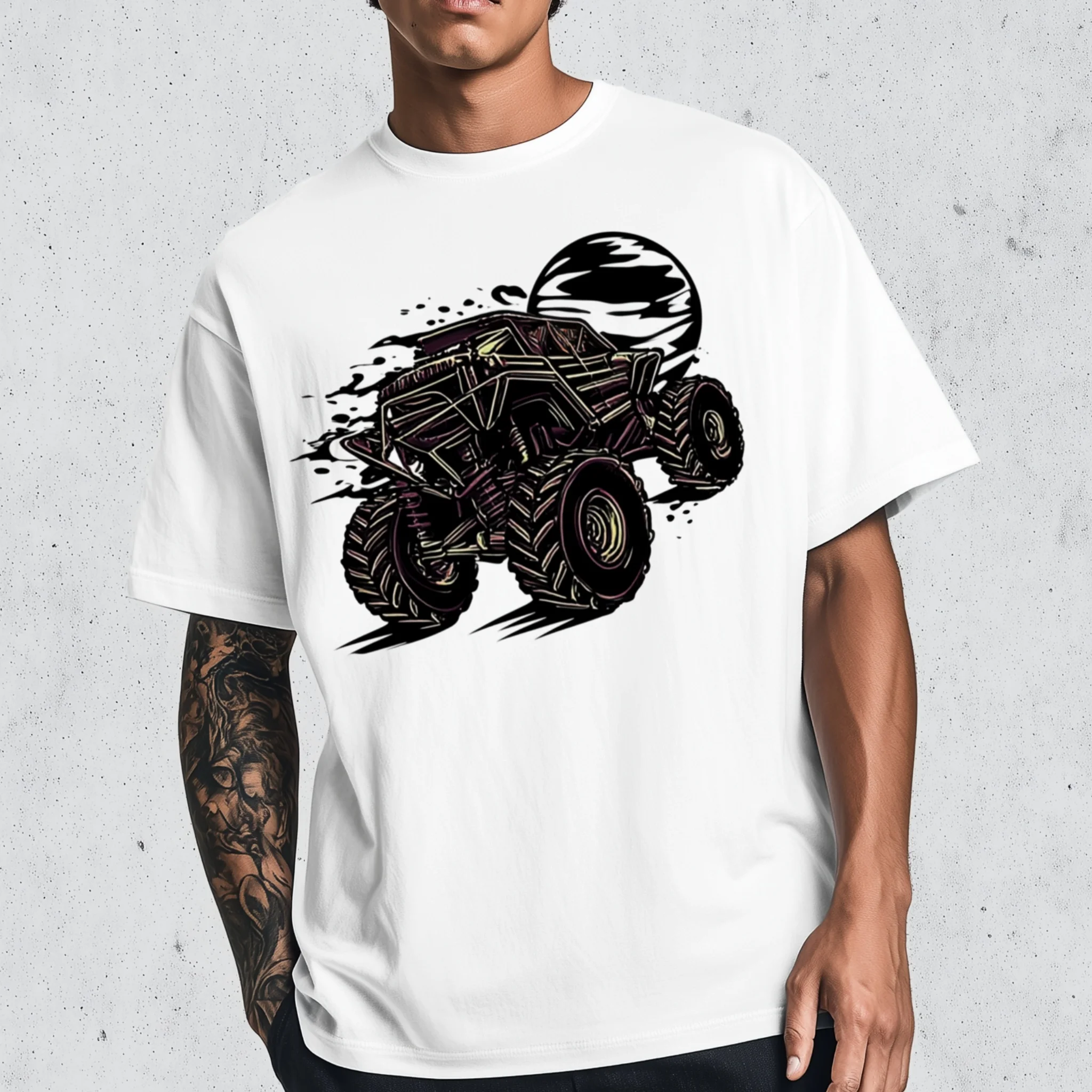

Teevo Men's Casual T-Shirt Monster Truck Graphic Print Outdoor Sports Wear