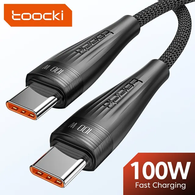 Toocki Kabel USB C do USB C 100W PD3.0 QC4.0 Szybka ładowarka Kabel do laptopa MacBook Pro Xiaomi POCO Przewód typu C
