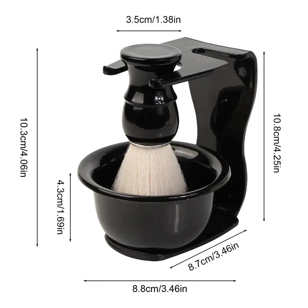 Kit per toelettatura barba 3 in 1 con pennello da barba Supporto per ciotola per sapone Design ergonomico Set per la cura della barba Strumenti per la rasatura per la cura del viso