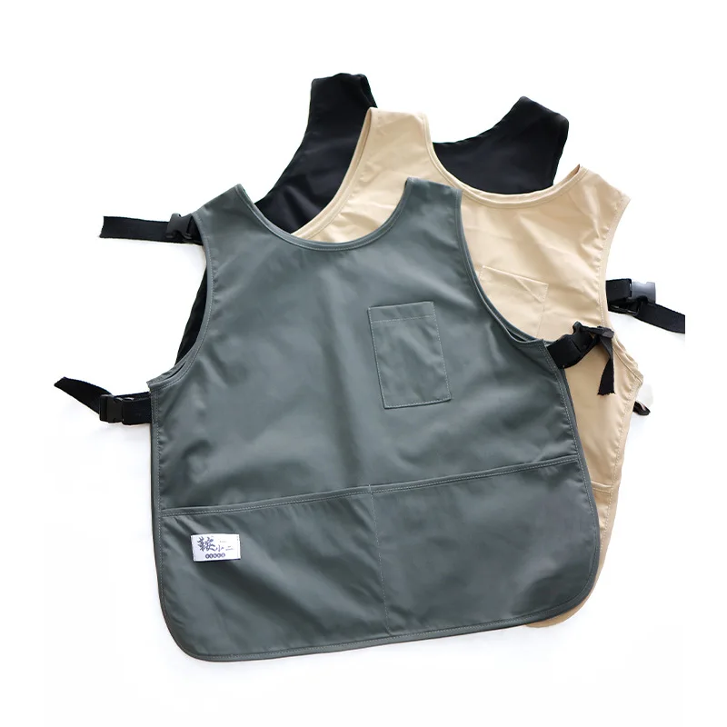 Apron Waterproof and stain-resistant solid color nylon vest style Beauty apron sleeved apron worn by cooks chef and servers