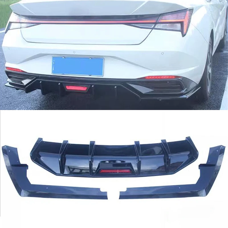 For 3PCS ABS Bumper Rear Lip Diffuser Splitter NEW Hyundai Elantra CN7 Refit Accessories Body Kit 2020 2021 2022 Year