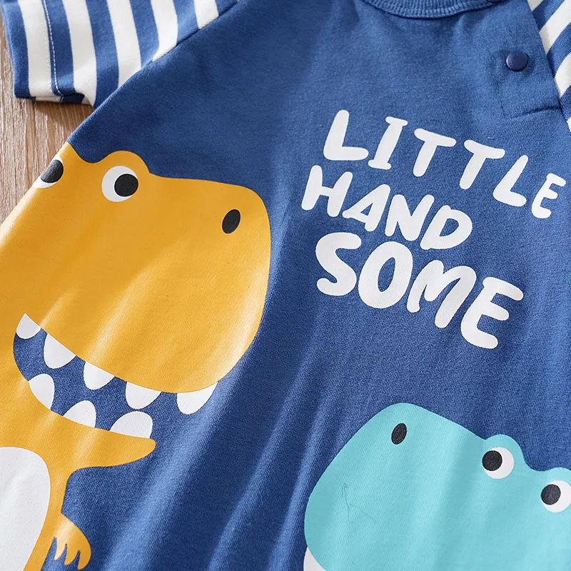 Newborn Clothing Cute Cartoon Dinosaur 3d Printing Comfortable And Soft 0-18 Boys And Girls Summer Short Sleeved Baby Jumpsuit