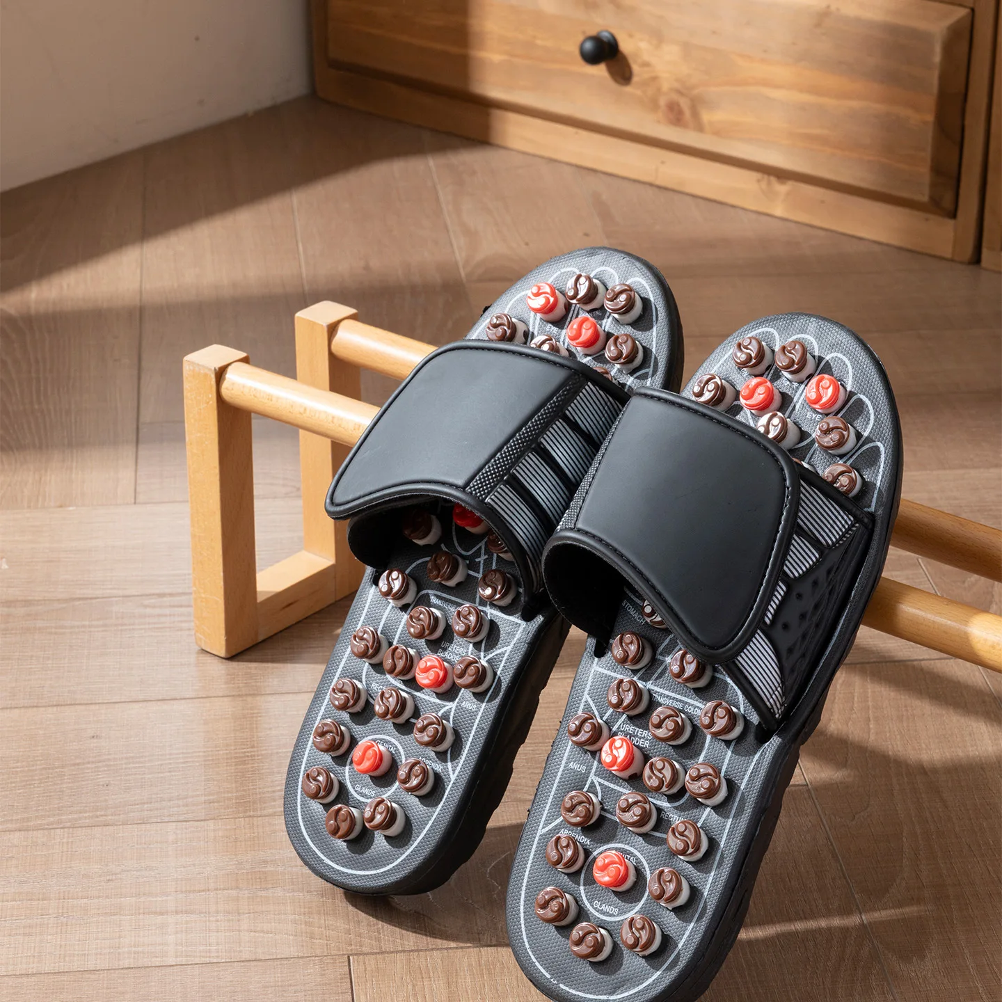 Spring Massage Slippers Foot Acupoints Home Foot Rotating Massage Shoes Lazy Health Therapy Anti Slip Leisure