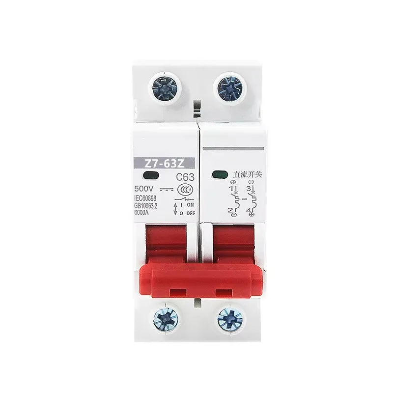Picture 6: 2P DC 500V Solar Mini Circuit Breaker 6A/10A/16A/20A/25A/32A/40A/50A/63A DC Air Switch MCB