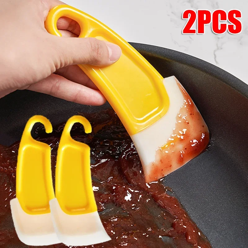 1/2PCS Silicone Scraper Kitchen Scraper Soft Blade Scraper Brush Dirty Pan Pot Dishes Cleaner Tools Silicone Kitchen Utensils