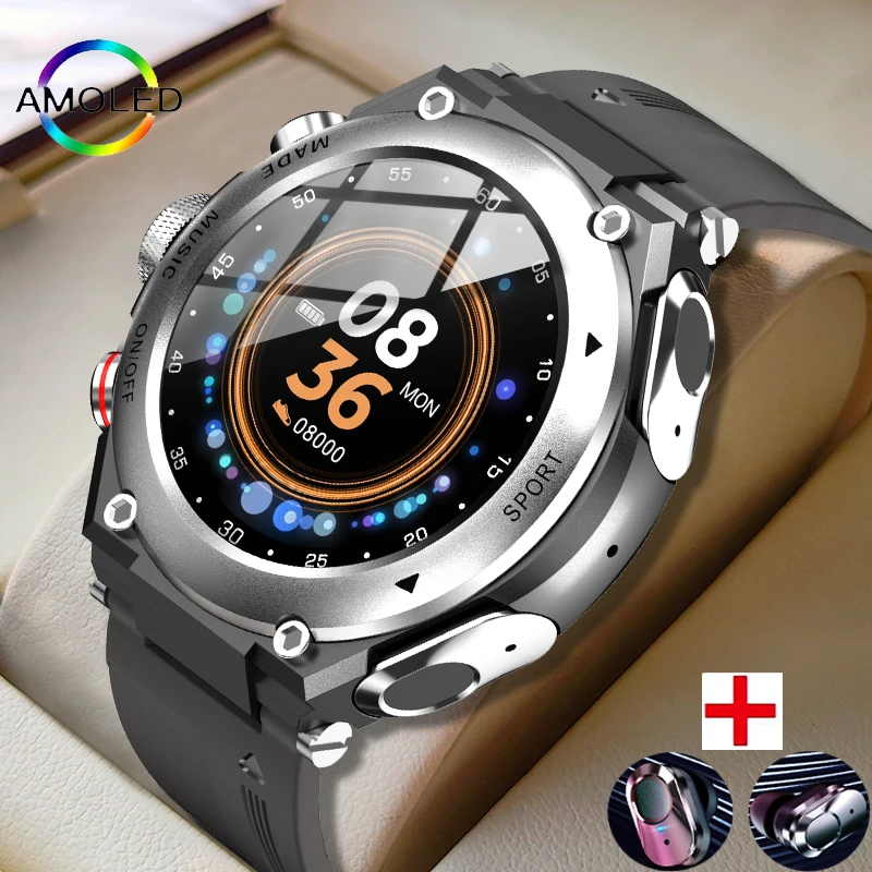 

2022 New T60 Smart Watch Bracelet 2 in 1 TWS Wireless Earbuds 1.28Inch Heart Rate Blood Pressure Sport Waterproof Smartwatch Men