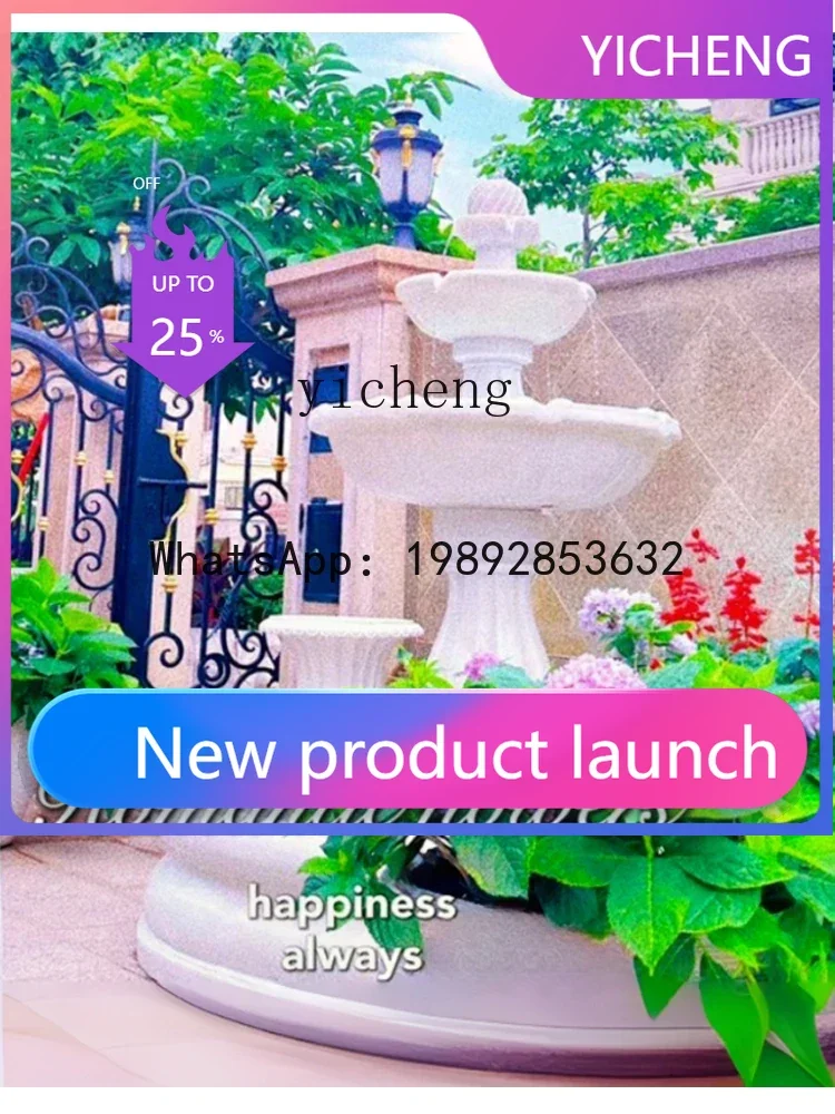 X5  flowing water fountain ornament outdoor courtyard landscaping layout, wishing pool circulating water feng shui