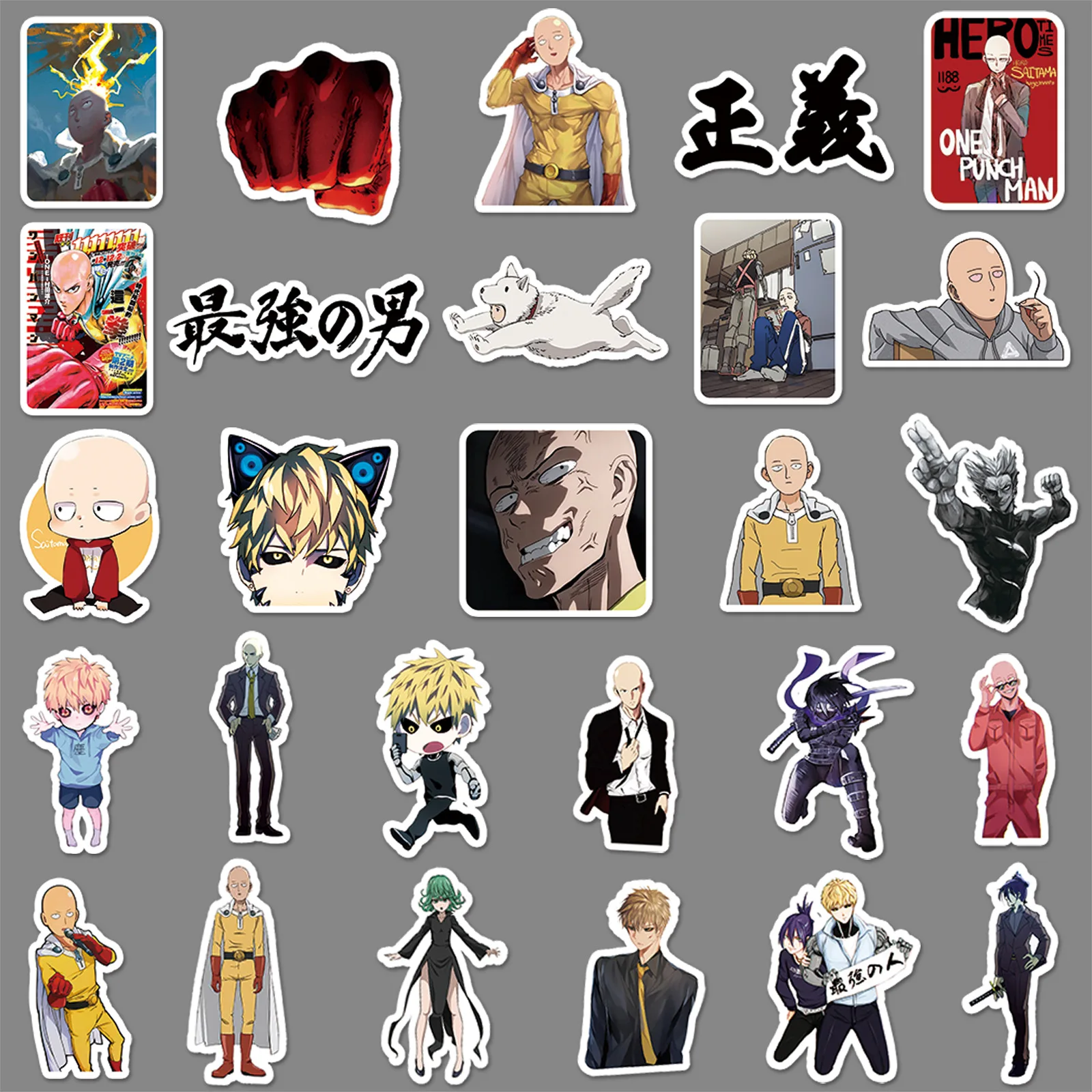 10/30/57Pcs Anime One Punch Man Cartoon Graffiti Decorative Stickers DIY Guitar Phone Water Cup Skateboard Waterproof Stickers