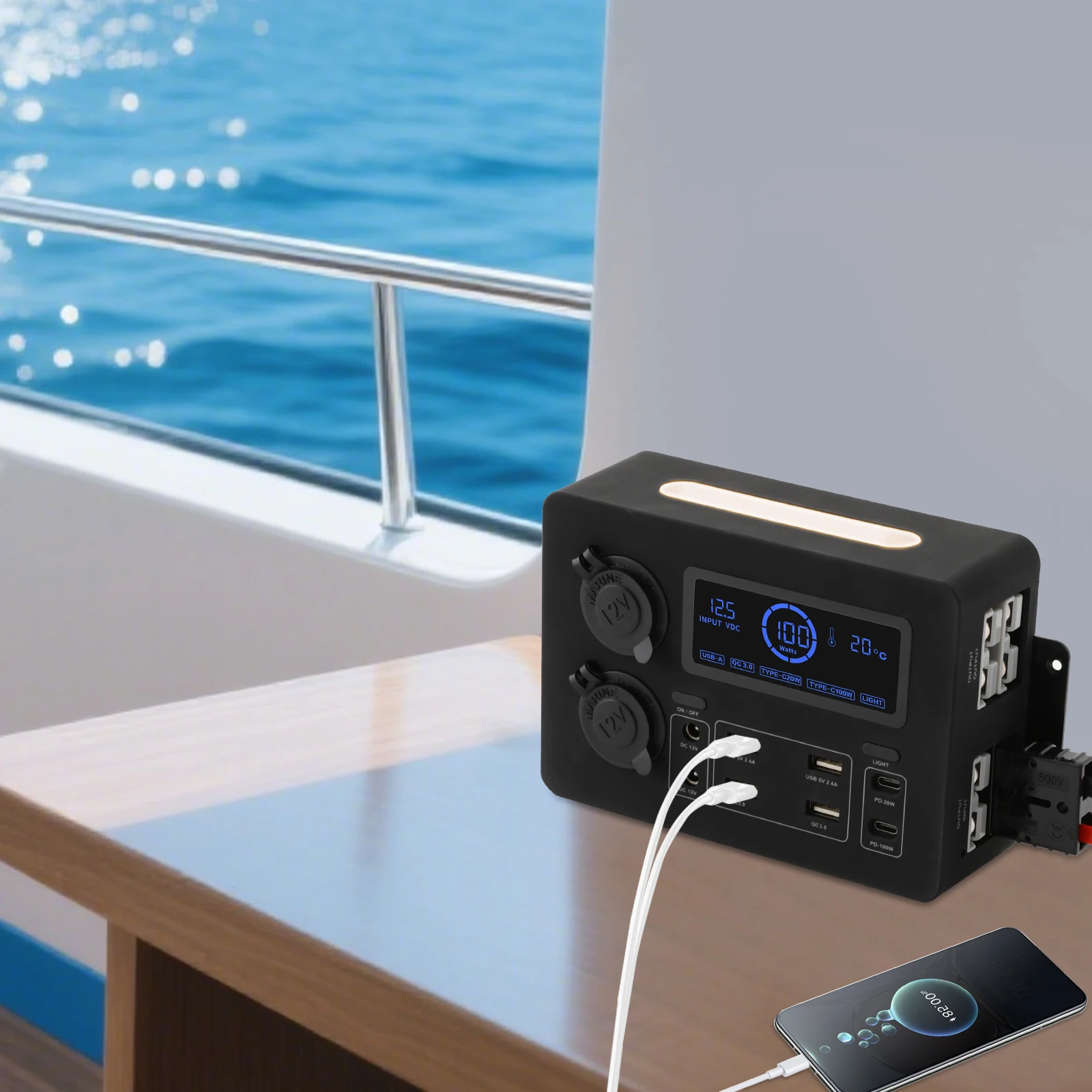 

Bymaocar RV Power Box with USB & DC12V PD Outlets, Mini Multifunctional Distribution Box, LED Display for Yachts & Vehicles
