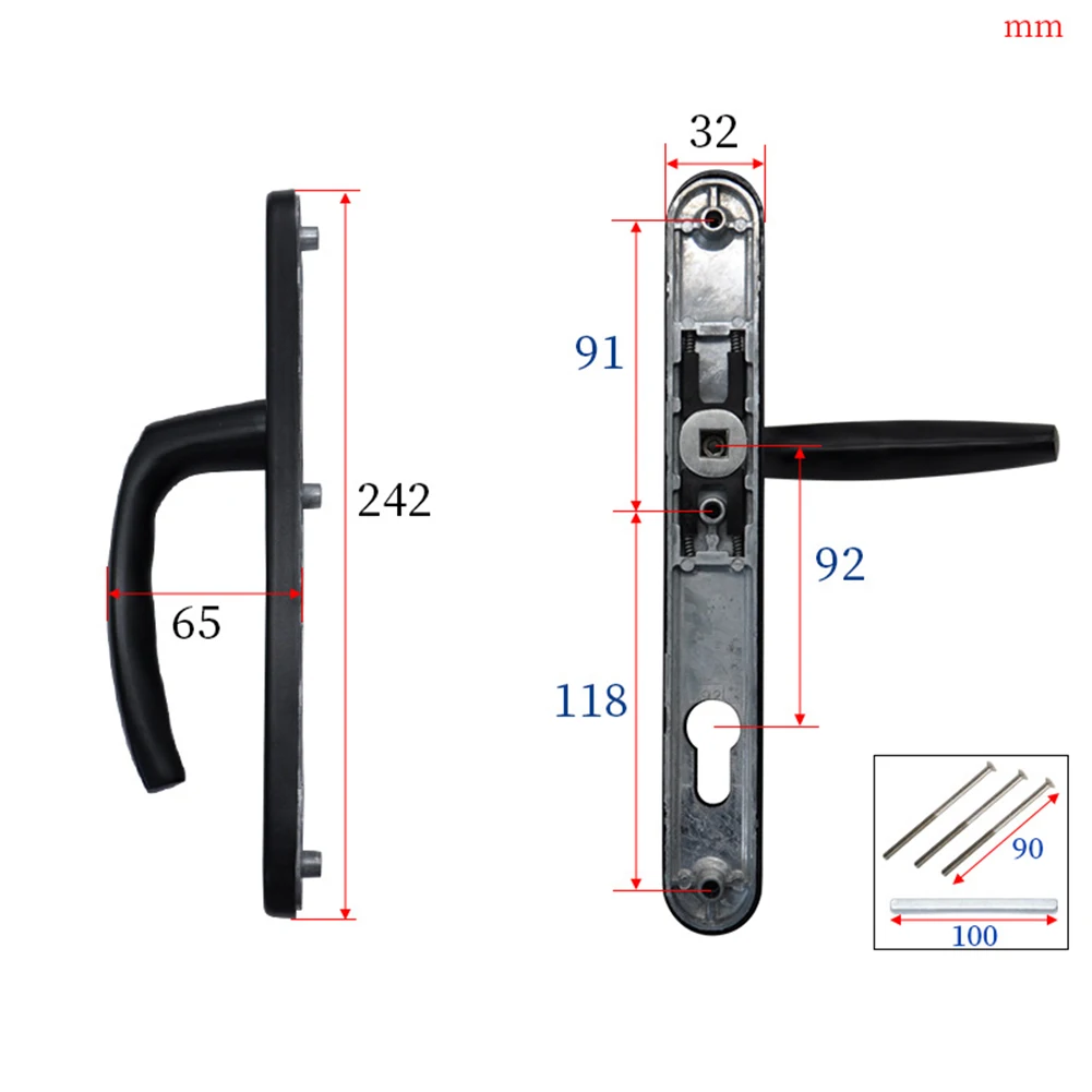 Door Handle Set Antique Bronze Finish for UPVC for timber Composite Doors 92mm for pz 122mm Fixing Distance 220mm Backplate Size