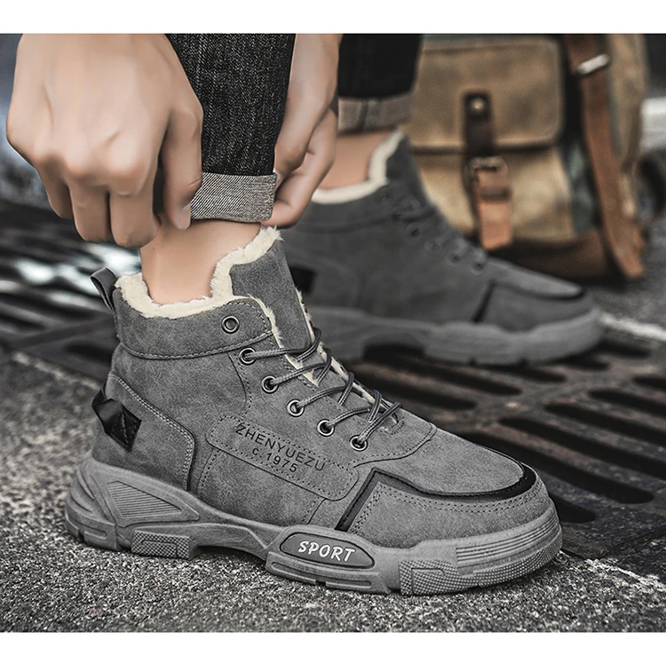 Herren-Schneestiefel, mit Fleece gefüttert für Wärme, verschleißfest und rutschfest, leicht und atmungsaktiv, weich und bequem, trendig und lässig, geeignet für Outdoor-Aktivitäten, Arbeit und Pendeln im Herbst und Winter. – Detail 12