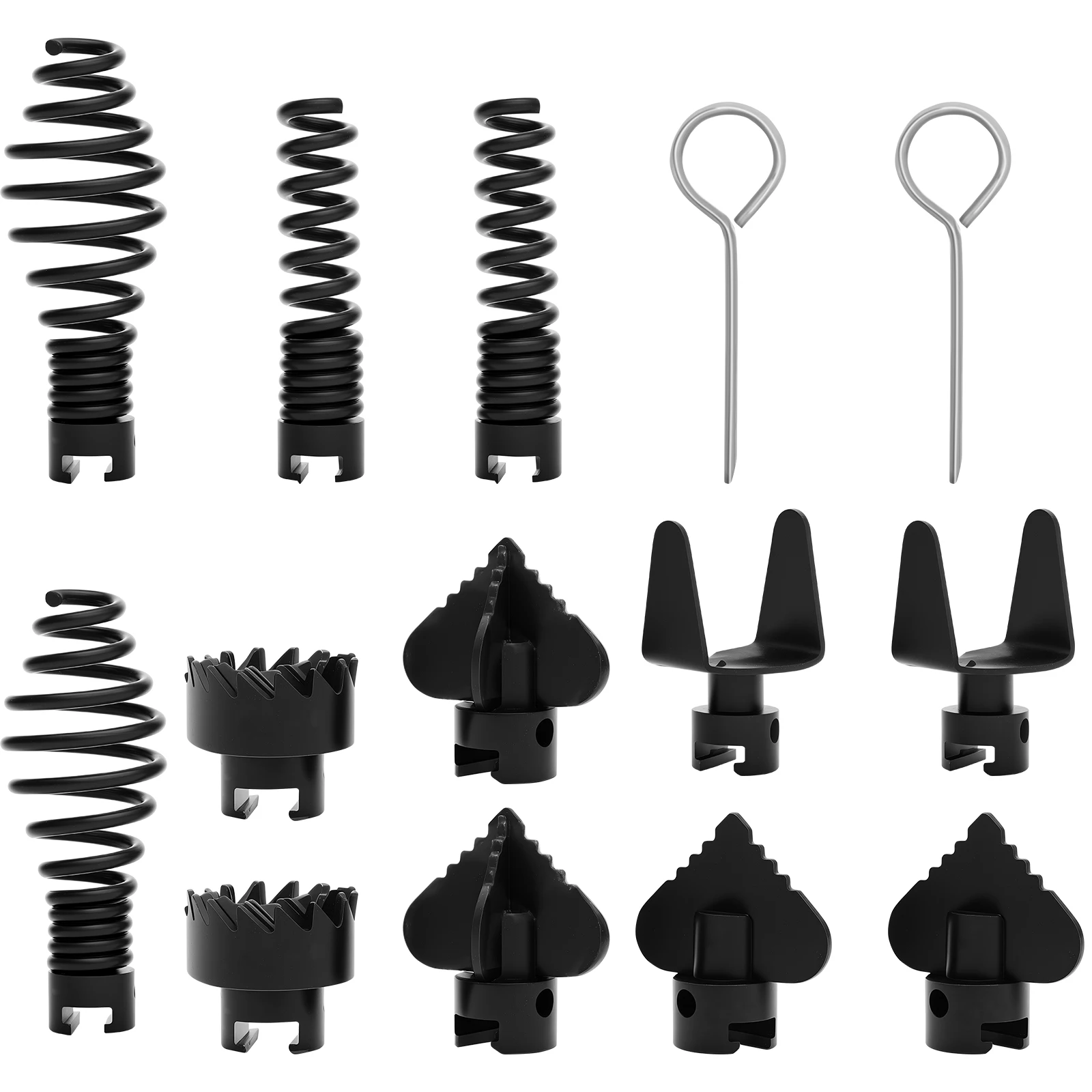 7/14 Pcs 65 Manganese Steel Drain Cleaner Combination Cutter Head Set Rustproof Combination Tool Head Kit for Drain Cleaner