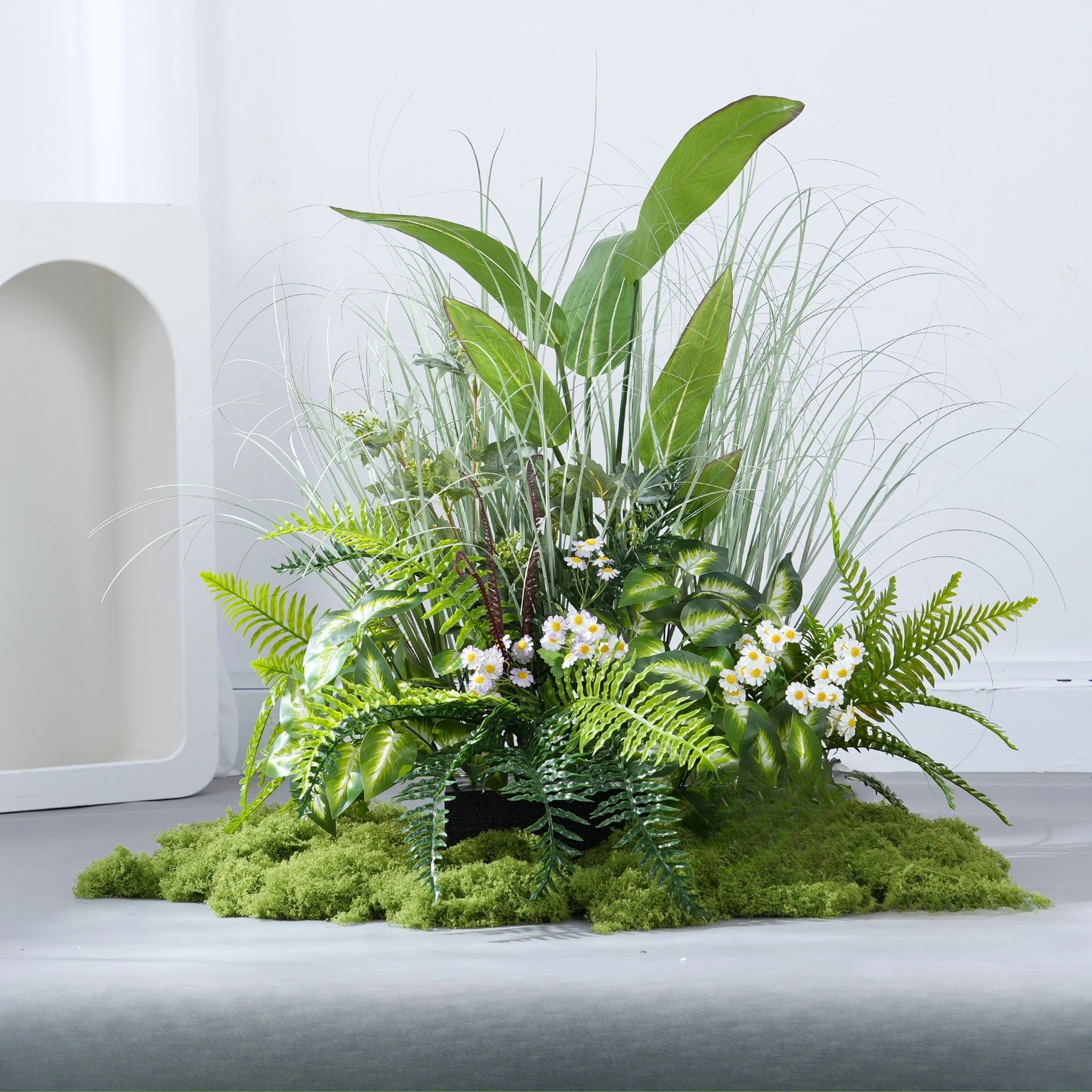 

Simulation flower landscaping, green plant decoration interior, high-end light luxury soft decoration window landscape grass