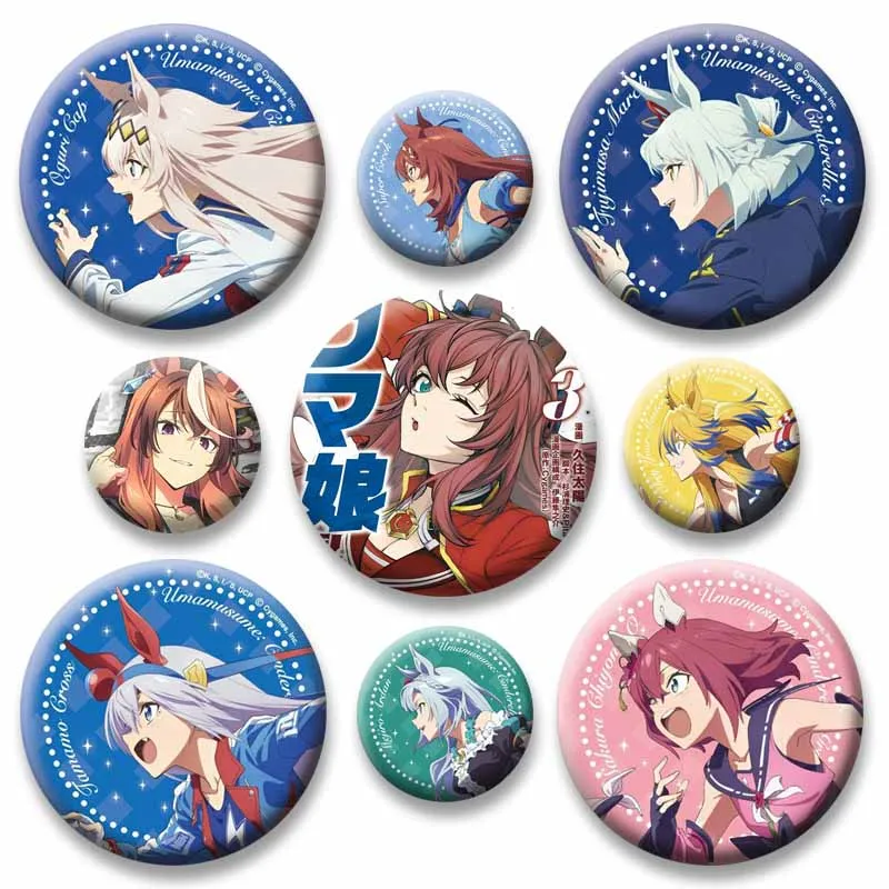 Anime Game Uma Musume Cinderella Gray Can Badge Handmade Funny Lapel Pins for Backpacks Briefcase Cartoon Brooch Nijigen Gifts