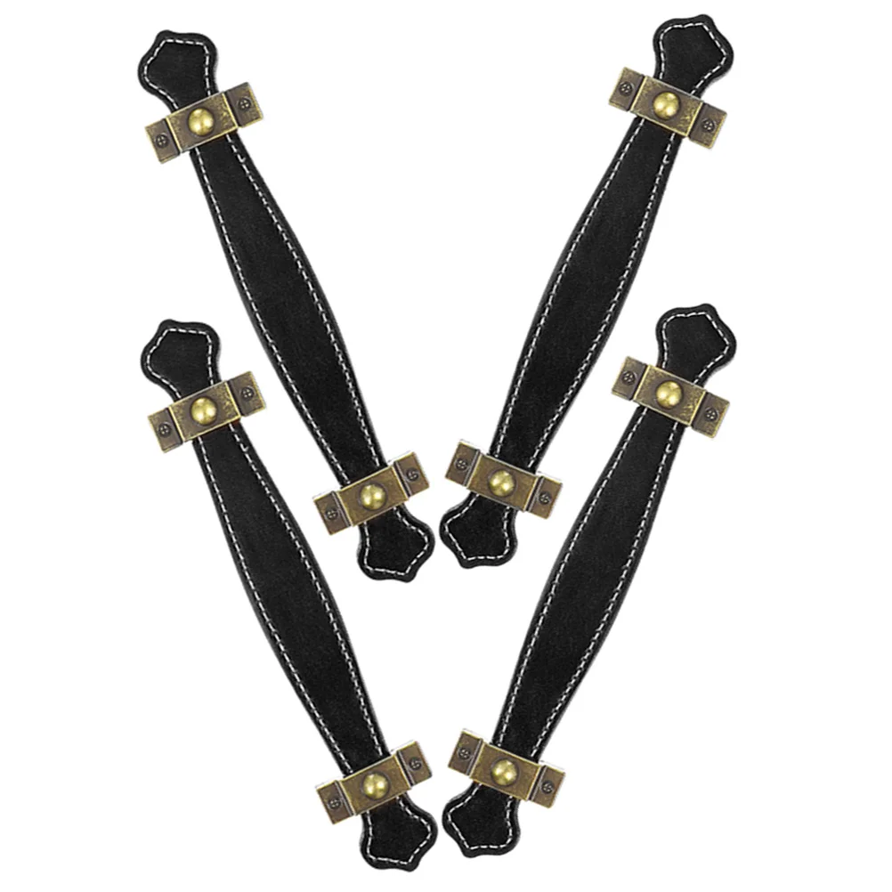 

4pcs PU Cabinet H les Cabinet Door Pulls Black Wardrobe Pulls Drawer Furniture Durable Easy Install
