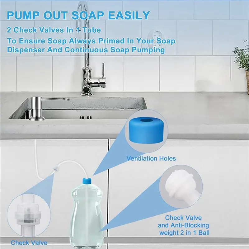 Professional 4X Soap Dispenser Extension Tube Kit For Kitchen Sink, 47Inch Under Sink Soap Dispenser Tube With Upgraded Check