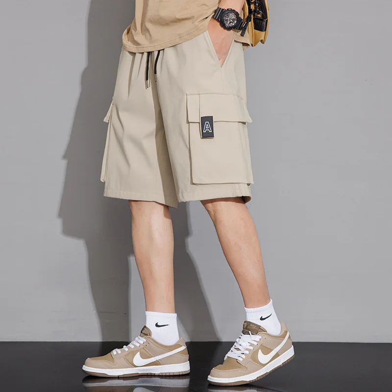 

Мужские летние тонкие повседневные спортивные брюки из ледяного шелка, модные универсальные брюки-капри, функциональные, для студентов, средней длины