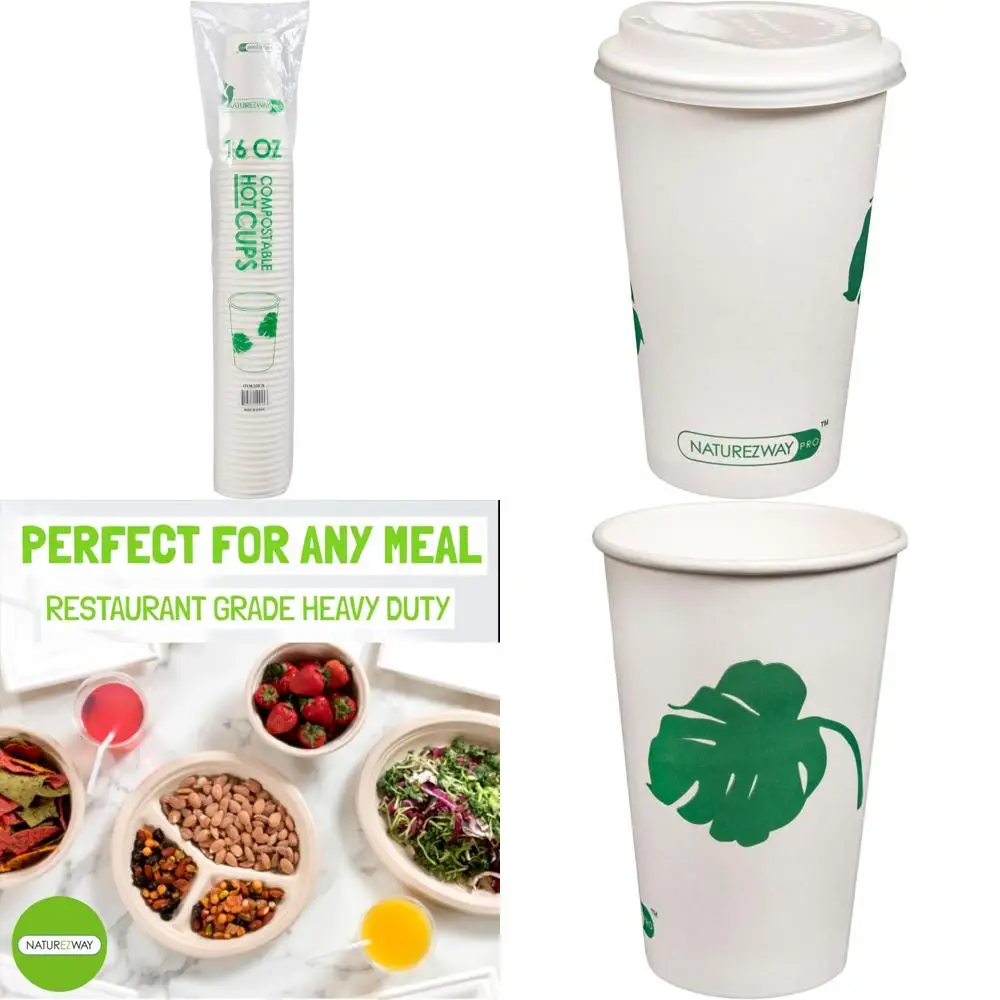 

Plant-Based Compostable Bamboo Hot Cups - 16 oz Leak-Proof, Heavy-Duty, 1000 Pack for Sustainable Beverage Service