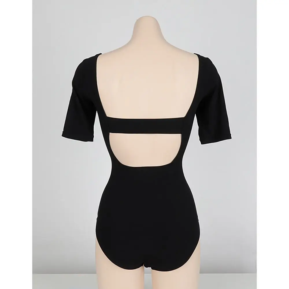 

Женский купальник, однотонный ажурный купальник, сетчатый купальник с высокой талией и открытой спиной, тонкий дизайн, купальник с короткими рукавами для плавания