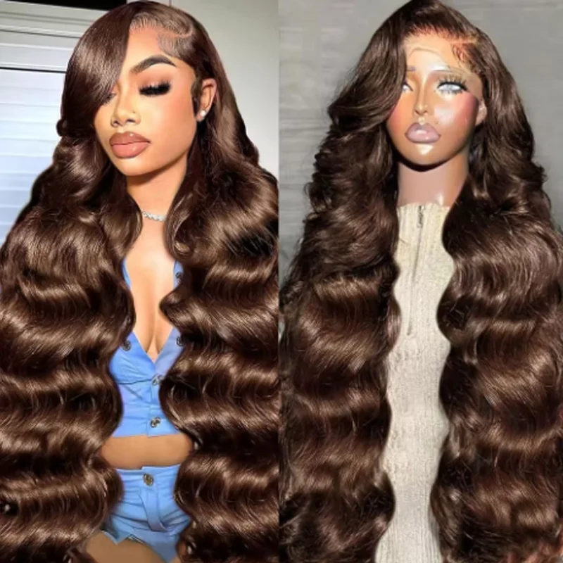 

30 Inches Body Wave #4 Chocolate Brown 13x6 HD Lace Frontal Wigs #4 Colored Chocolate Brown Human Hair Wigs For Women hair