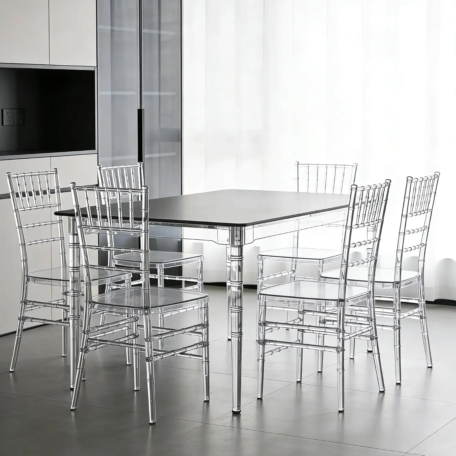 Clear Acrylic Chiavari Chairs, Modern Dining Chairs Set of 8, Accent Event Ghost Chairs for Wedding Party Event