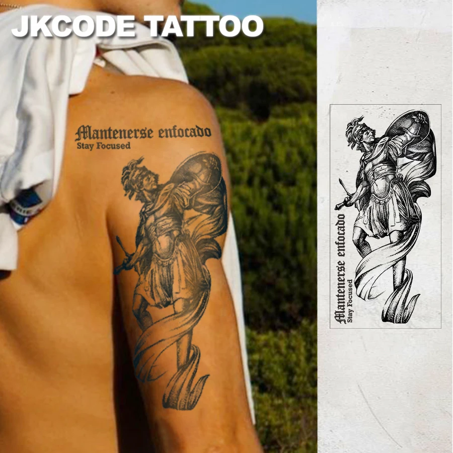 Arm Tattoo for Men - Herbal Tattoo Stickers Roman Warrior Sword Cool Men's Tattoo for Hands and Feet Large Size Temporary Tattoo Long-Lasting Waterproof for 15 Days