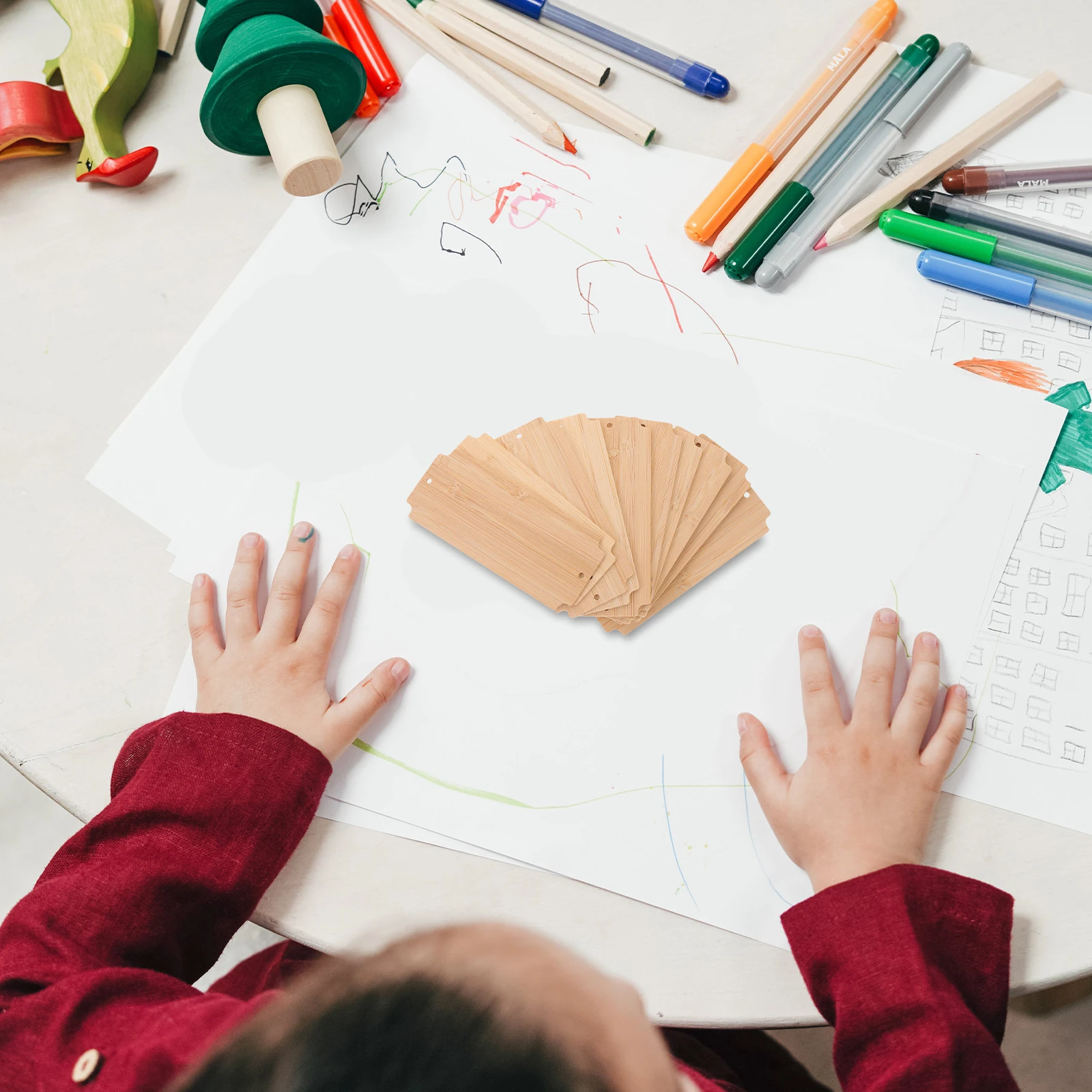 10 قطعة قواطع مستطيلة من الخيزران علامات فارغة لتقوم بها بنفسك شرائح حرفية خفيفة الوزن قابلة للكتابة هدية علامات زخرفية للرسم الإبداعي #2