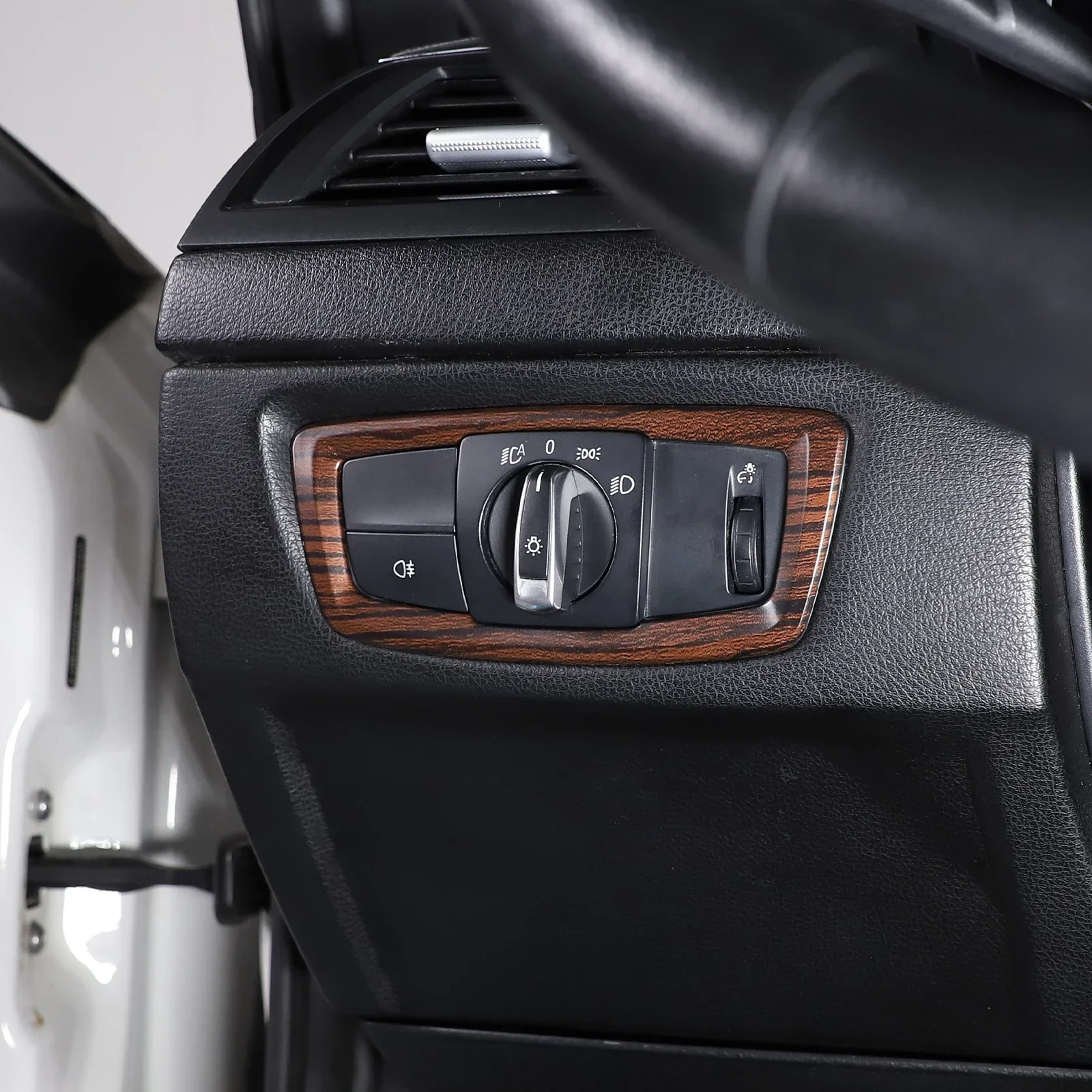 For BMW X1/X2/1 Series F20 F21 F47 F48 Car Headlight Switch Decorative Frame Sticker ABS Carbon Fiber Interior Accessories