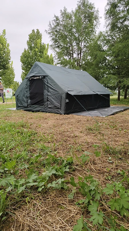 2026 Hot！12spm Inflatable Cabin Tent Transparent Window Mosquito Net Portable For Multi-Family Outdoor Camping Canvas PVC Nylon
