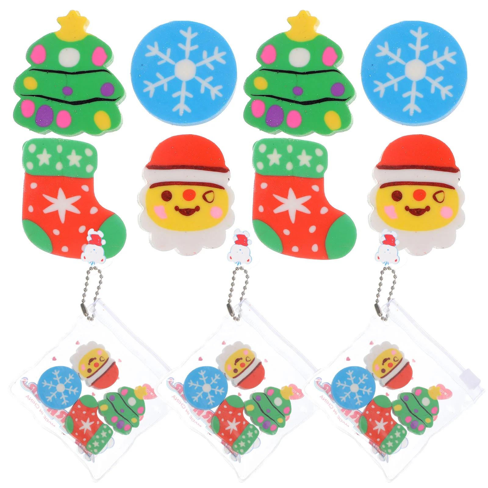 

6 Sets 6pcs Cartoon Santa Claus Rubber Cute Erasers Adorable Gifts Multi-function Small Xmas Christmas Items Bulk Novelty