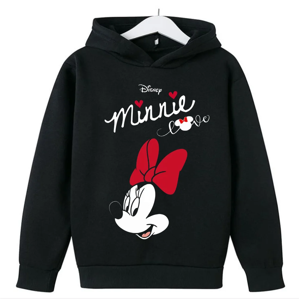 Ropa de Disney para niñas, sudadera con estampado de dibujos animados de Mickey y Minnie Mouse, moda informal para niños de 3 a 14 años