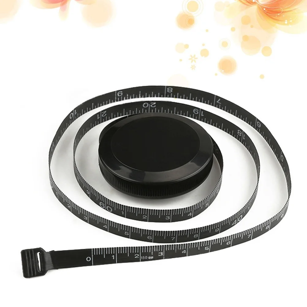 Retractable Mini Round Measure Tape 150cm 60in for Body Garment Waist Circumference Diet Baby Head Growth Ergonomic Design Black