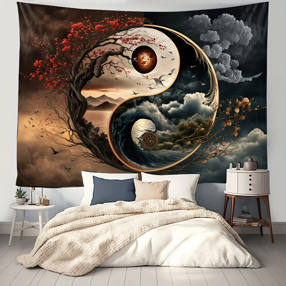 Yin Yang Harmony Tapestry - Perfect for Home Décor, Adding a Touch of Balance and Spiritual Beauty to Your Living Space