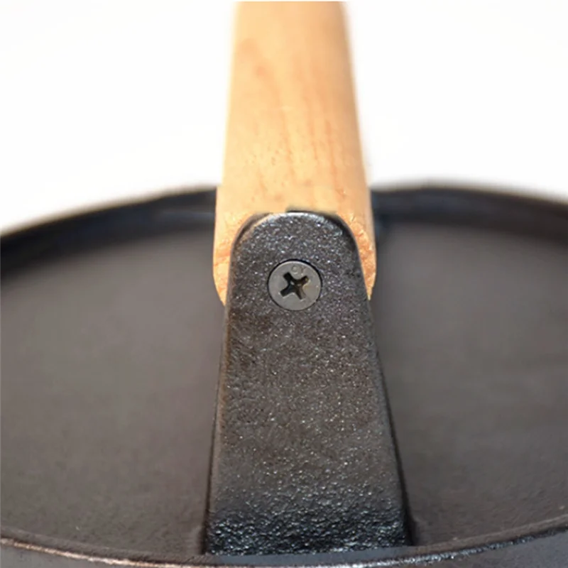 

J1UL1N Пресс для гамбургеров 7-дюймовый круглый чугунный пресс для бекона, мясной стейк с деревянной ручкой для сковороды, сковорода с антипригарным покрытием