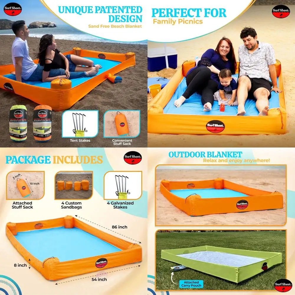 

Водонепроницаемое большое одеяло для пикника — пляжное одеяло, защищающее от песка, для кемпинга, парков и путешествий (оранжевое)
