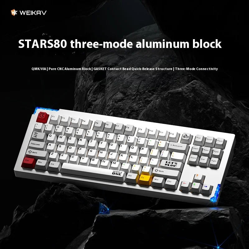 

Weikav Stars80 V2 Three-Mode Mechanical Keyboard Finished Aluminum Tuotuo Customized Quick-Release Gasket Structure Rgb Gift