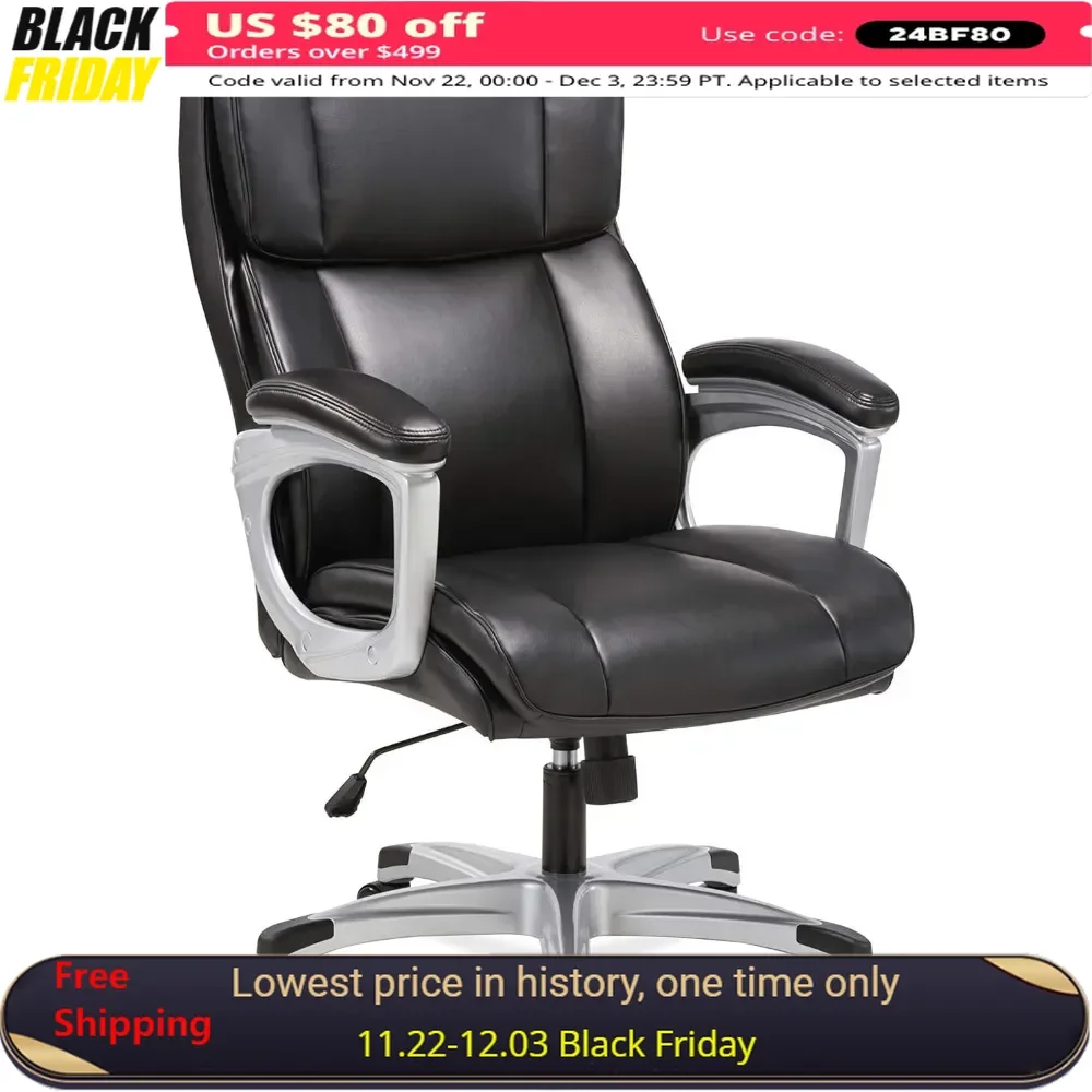 

High Back Office Chair, Ergonomic, Adjustable Seat Height and Back Tilt, Suitable for Home Office, Executive Computer Chair