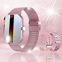 + 3 piezas reloj inteligente cuadrado mujeres hombres Smartwatch pantalla táctil llamadas música Smartclock para Android IOS Fitness Tracker deporte reloj inteligente
