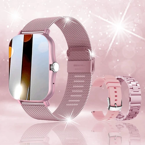 + 3 piezas reloj inteligente cuadrado mujeres hombres Smartwatch pantalla táctil llamadas música Smartclock para Android IOS Fitness Tracker deporte reloj inteligente