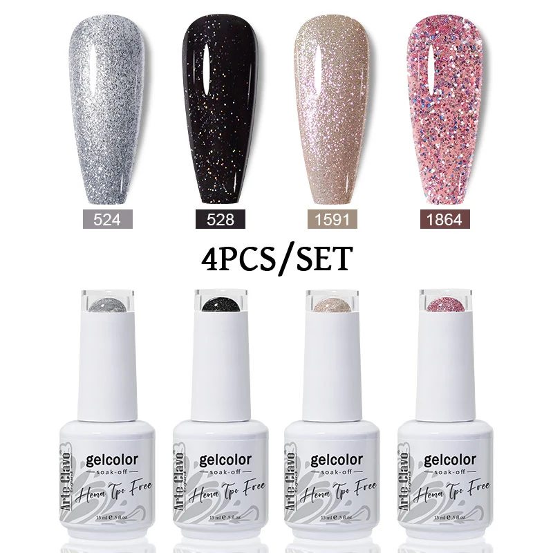 アルテ クラヴォ 15ml ネイルジェルポリッシュ 4個/セット セミパーマネント UVジェル HEMA TPOフリー ソークオフジェルネイルポリッシュ ラキエリー ハイブリッド ヴェルニ