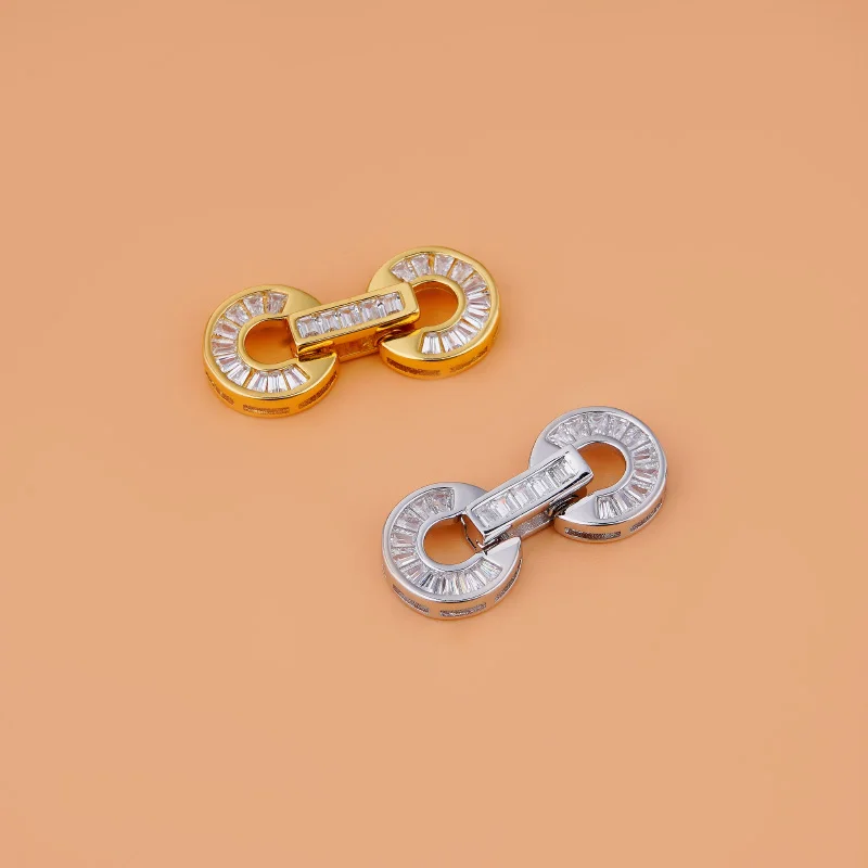 Round Pearl Clasp Accessory 925 sterling silver micro-inset Zircon clasp bracelet necklace Connecting clasp DIY material