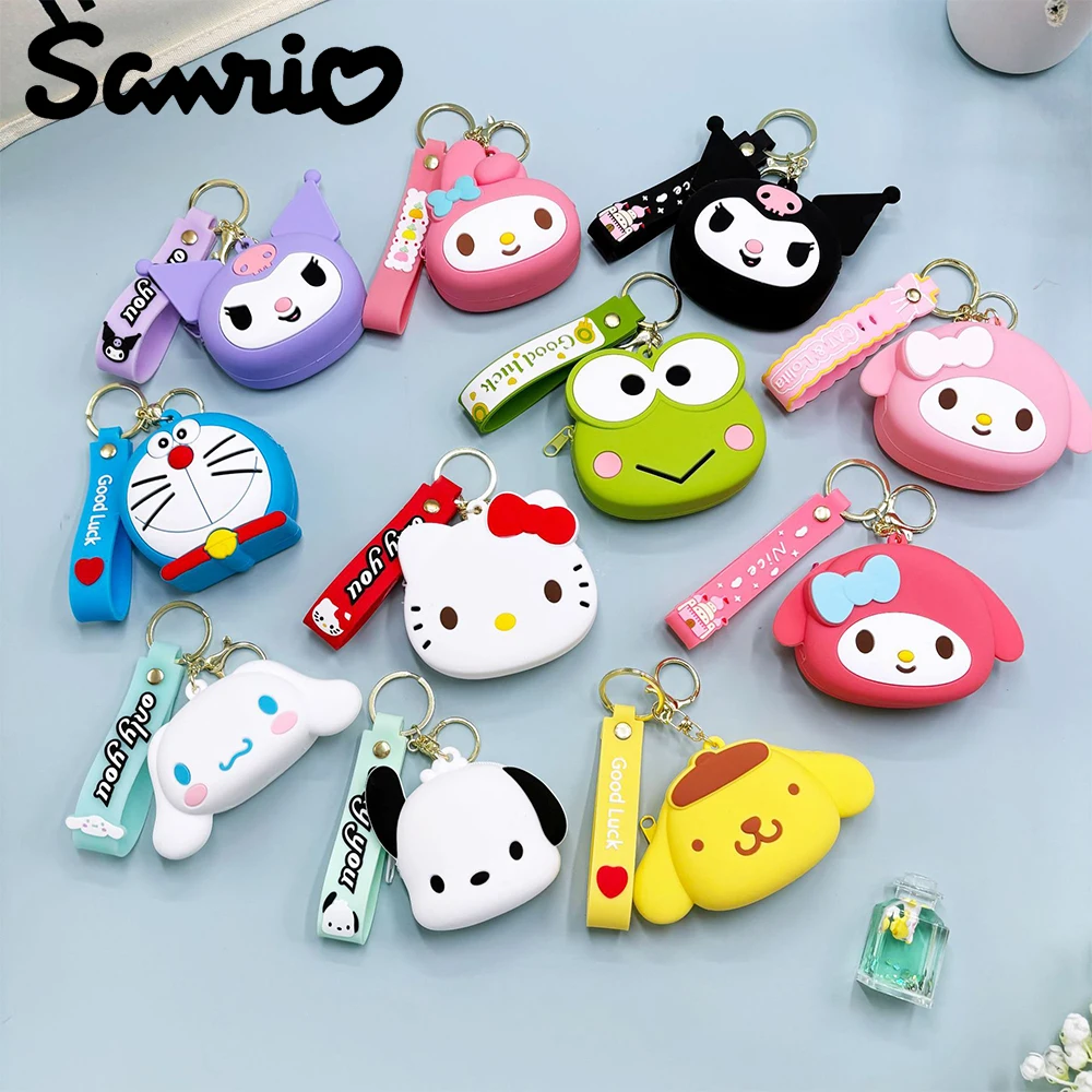 Fashion Anime Sanrio Silicone Keychain Cartoon Utility Wallet Kuromi Coin Purse Earphone Organizer Gift