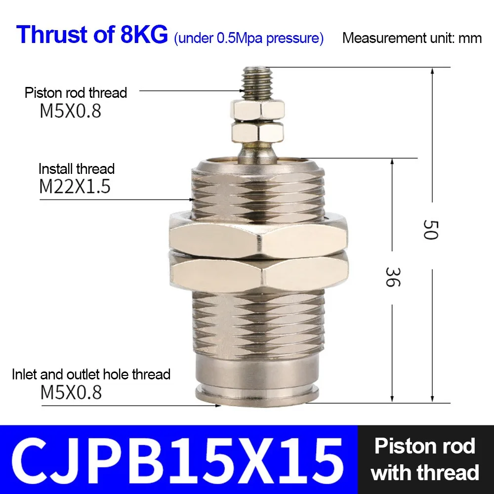 

1Pcs Bore 6/10/15mm CJPB Pneumatic Cylinder Stroke 5-20mm SMC Type Mini Air Cylinder Metal Single Acting Micro Air Cylinder
