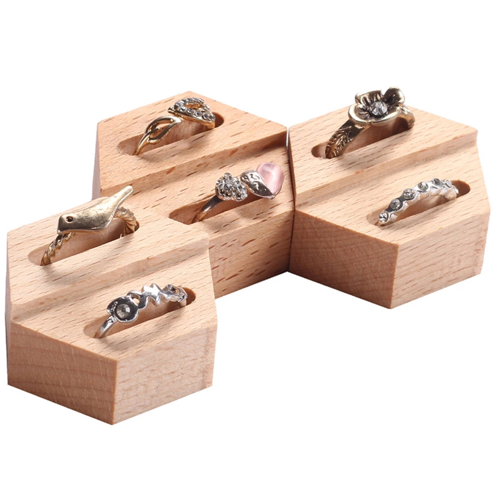 1Pcs Premium Ring Display Box Geometry Wooden Stand Unique Durable Long Use Antislip Bottom Photo Styling Props