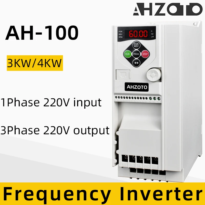 

AH-100 1PH Input 3PH Output 220V 3KW/4KW 2.25HP/3HP VFD Variable Frequency Drive Converter for Motor Speed Control Inverter