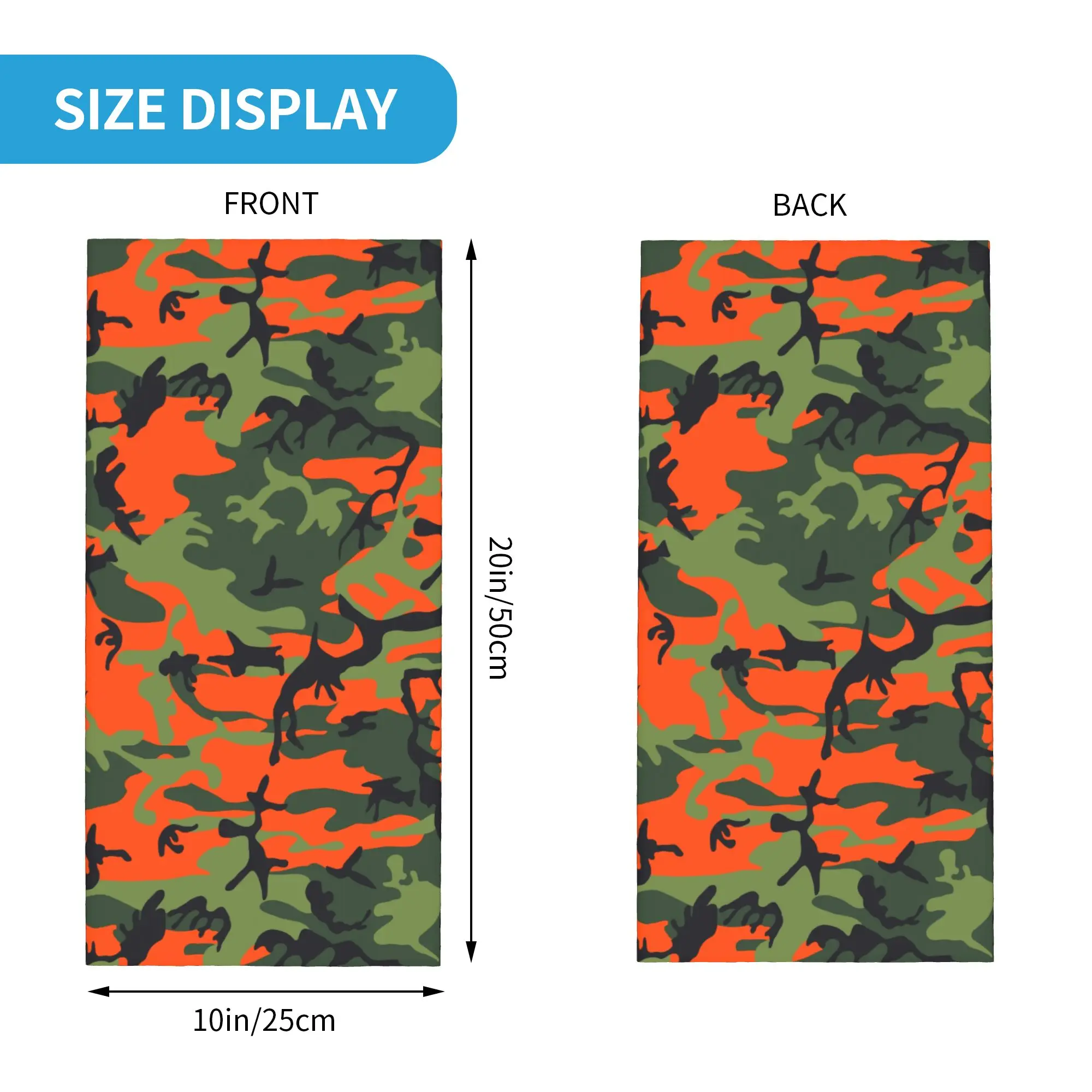Hunter Orange Camo Camouflage Army Military Hunting Neck Gaiter Women Men Windproof Winter  Bandana Scarf for Hiking